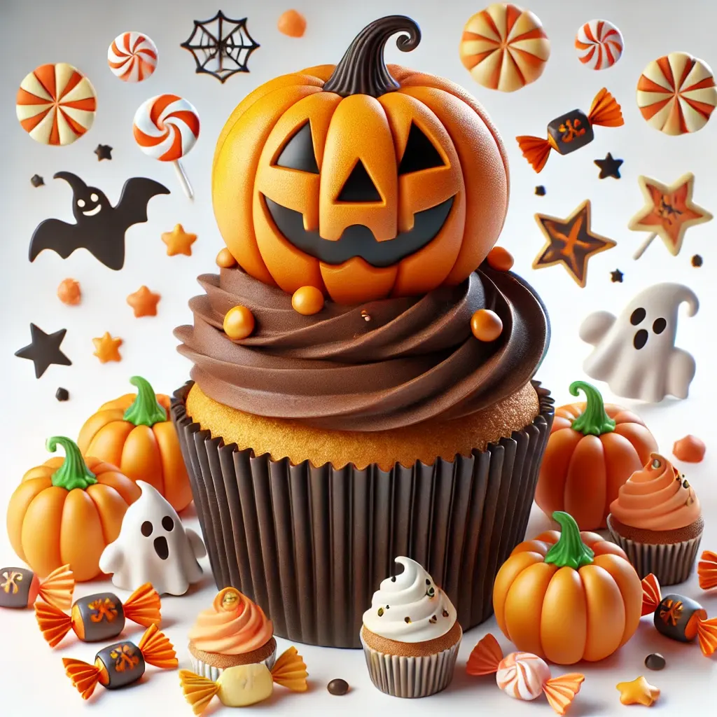 Halloweenowa ilustracja babeczki wygenerowana przez AI