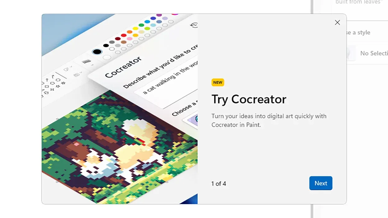 Cocreator w Microsoft Paint