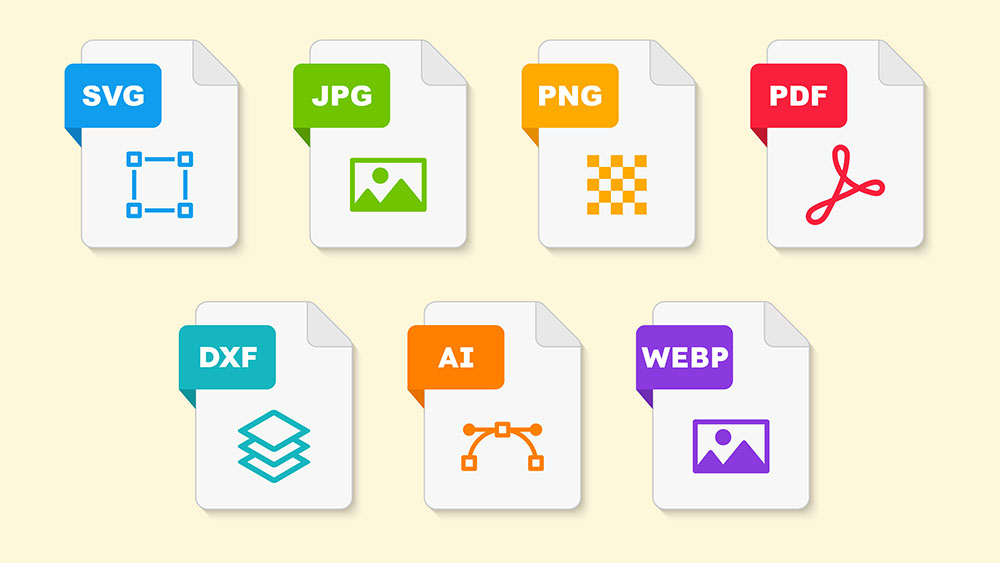 Podporované formáty: SVG, JPG, PNG, PDF, DXF, AI, WEBP