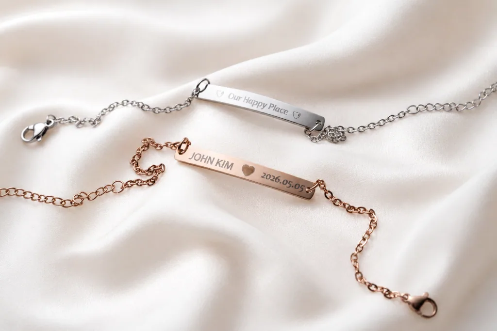 Personalized metal bracelets engraved with the beamo Ⅱ infrared laser