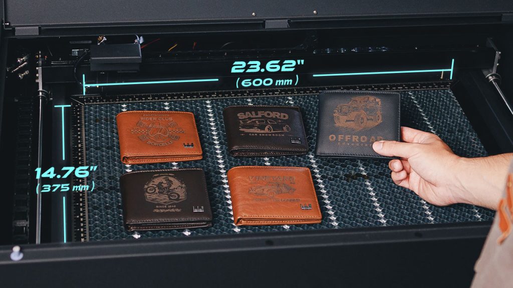 Diagram of the Beambox II work area and Z-height options.