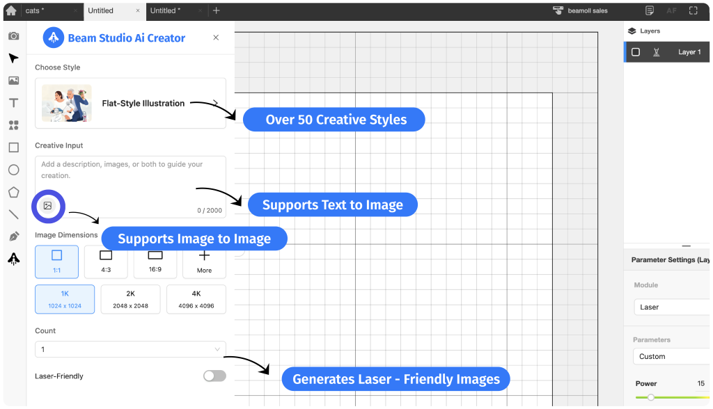 Beam Studio AI Image Generator: Text-to-Image for Laser Design | FLUX ...